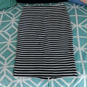 Navy and White Midi Pencil Skirt